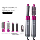 1000W 5-in-1 Hot Air Brush Hair Styler Set with 4 Styling Attachments, 30mm Spiral Curler, Blower, Curler Brush, Multi-Function Brush, 3 Heat Settings & UK Plug