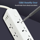 3000W Universal Power Socket Extension with 6 AC Outlets, 3 Smart USB Ports, Type-C Slot & Surge Protection – 2M Cord with Overload Safety - Multi-Plug Tower Adapter