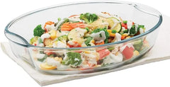 Borosil EasyGrip Oval Baking Dish 2.5L Borosilicate Glass Oven Safe Microwave Safe Scratch Resistant Clear Glass Bakeware