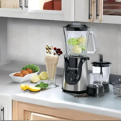 Black+Decker 600W Glass Blender with Grinder, Mincer and Chopper Attachments, 1.5L Jar BX600G-B5
