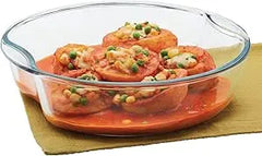 Borosil Round Glass Baking Dish 2.5 Litre Microwave Safe Oven Safe Transparent Heat Resistant Glass Cookware