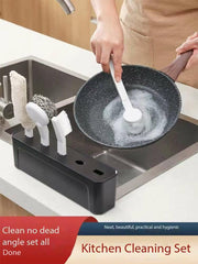 4-in-1 Multi-Brush Kitchen Cleaning Kit with Detachable Handle & Drainage Design