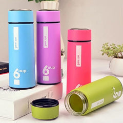 450ml Glass Interior Thermos Flask with Matte Anti-Slip Finish & Leak-Proof Lid – Ideal Vacuum Bottle for Hot & Cold Beverages at Office, Travel & School