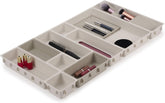 12-Piece Large Modular Makeup Drawer Organiser Set with Customizable Interlocking Compartments, Tiered Brush Holder, Pencil Tray & Non-Slip Feet, 62 × 35.2 × 5 CM