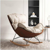 Modern Luxury Upholstered Rocking Chair with Curved Backrest Cushion, Solid Wood & Metal Frame, 30° Gentle Rocking Motion, 115kg Capacity - Open Box/ New Product