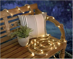 5M Solar LED Rope Decorative Light with 100 LEDs, IP67 Waterproof, 8 Lighting Modes, Auto On/Off Sensor, Outdoor Garden & Balcony Ambient String Light with Ground Spike