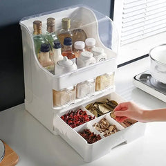 Multifunctional Kitchen Spice Organizer Rack Organizer with Dustproof Lid, Condiment Containers – 30 x 24.5 x 40 cm
