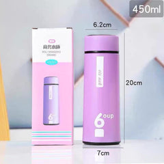 450ml Glass Interior Thermos Flask with Matte Anti-Slip Finish & Leak-Proof Lid – Ideal Vacuum Bottle for Hot & Cold Beverages at Office, Travel & School