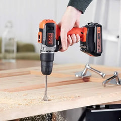 Black+Decker 18V Lithium-Ion Cordless Hammer Drill Kit with 2 Batteries and Carry Kitbox BCD003C2K-GB