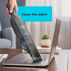 مكنسة كهربائية يدوية لاسلكية من بلاك آند ديكر طراز HLVC320B11-GB، تعمل بجهد 12 فولت، بقوة 22 واط هوائي وسعة 2.0 أمبير/ساعة، مزودة بفوهة قابلة للتمديد.