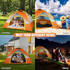 Instant Pop-Up Outdoor Camping Tent with Sunshade for 4 Persons - 210 x 210 x 140 cm