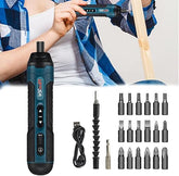 Longsa 36-in-1 Rechargeable Screwdriver Set with Battery, 3 Torque Levels, LED Indicator, Precision Bits & Carry Case