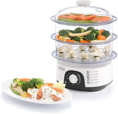 Black+Decker 775W 3-Tier Food Steamer with Stackable Bowls and Adjustable Timer – HS6000-B5