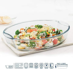 Borosil EasyGrip Oval Baking Dish 2.5L Borosilicate Glass Oven Safe Microwave Safe Scratch Resistant Clear Glass Bakeware
