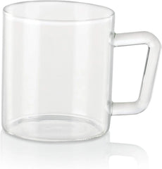 Borosil Vision Classic Glass Mug Set of 6 - 190 ml | with Handle Heat Resistant Microwave Oven Safe Tea Coffee Mugs