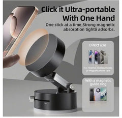 حامل هاتف مغناطيسي يعمل بالشفط الفراغي مع دوران 360 درجة وقبضة قوية عالمية للوحة القيادة والزجاج الأمامي للسيارة