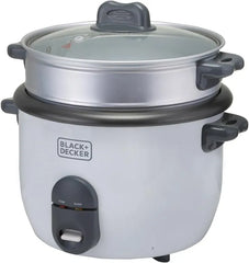 Black+Decker 1.8L 700W Rice Cooker with Removable Non-Stick Bowl, Steaming Tray and Glass Lid – RC1860-B5