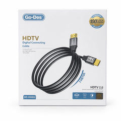 Go-Des 4K HDMI 2.0 Digital Cable 3M with 3840 × 2160 Ultra HD, 3D, Mirror and Extended Display Support
