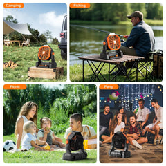 CCGIRU 20000mAh Rechargeable Portable Camping Fan with RC, Adjustable Speed, 3-Level LED Light, 2H/4H/6H Timer, Adjustable Rotation, Hanging Hook, Wireless Charging, USB Output & Type-C Input