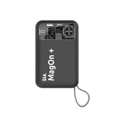 SIA Magnetic power bank - Built in RGB cooling fan for IPHONE AND I-WATCH WITH TYPE C AND LIGHTINING BUILT-IN CABLES - PD 20W-Wireless Charging 15W 10000Mah - GRAY SIPBMGP2