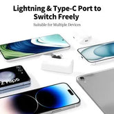 بنك الطاقة iWALK LinkPod Switch 5000mAh دوار، USB-C وLightning أبيض