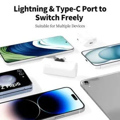 iWALK LinkPod Switch 5000mAh, Rotary Power Bank, USB-C & Lightning White