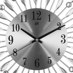 Modern Decorative Sunburst Wall Clock with Crystal Accents & Bold Numerals – Quartz Silent Sweep Movement for Living Room, Bedroom & Office