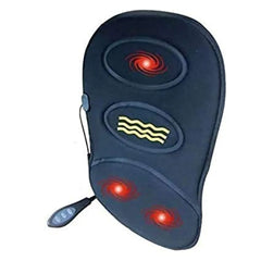 Premium Mini Robotic Heated Back Massage Cushion with 3 Massage Motors, 8 Massage Modes, RC Controller, Home & Car Power Adapter for Office, Travel & Daily Relaxation