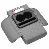 Premium PU Leather Car Seat Gap Organizer & Center Armrest Console Storage Box with Dual Cup Holders, Tissue Box Holder, Mobile Phone Slot, Card Pocket & Multi-Storage Compartments Universal Car Interior Organizer