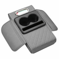 Premium PU Leather Car Seat Gap Organizer & Center Armrest Console Storage Box with Dual Cup Holders, Tissue Box Holder, Mobile Phone Slot, Card Pocket & Multi-Storage Compartments Universal Car Interior Organizer