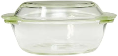 Borosil Transparent Borosilicate Glass Round Cook and Serve Casserole, Microwave Oven Safe Heat Resistant Cookware