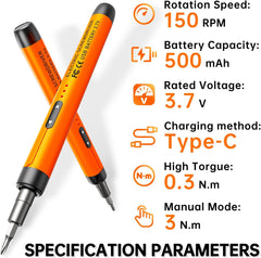 120-in-1 Multifunctional Electric Screwdriver Set with 500mAh Rechargeable Battery, 150RPM Speed, Type-C Charging, Precision Bits & Portable Tool Case