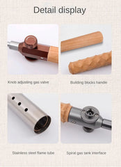 Adjustable Long Hand-Held Butane Gas Torch with Piezo Ignition and Stainless Steel Head