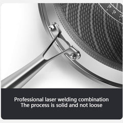 7-Layer Non-Stick Stainless Steel Cooking Pot with Induction Base, Honeycomb Texture & Anti-Oil Smoke Technology – 34CM Deep Stir Fry Cookware