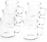 Borosil Vision Classic Glass Mug Set of 6 - 190 ml | with Handle Heat Resistant Microwave Oven Safe Tea Coffee Mugs
