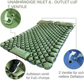 مرتبة هوائية مزدوجة قابلة للنفخ للتخييم في الهواء الطلق، مزودة بمضخة قدم مدمجة، وتصميم وسادة مزدوجة، وصمام مانع للتسرب - مصنوعة من نايلون TPU 40D، خفيفة الوزن للغاية وصغيرة الحجم - 200 × 120 × 5 سم