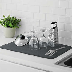 Multifunctional Super Absorbent Kitchen Drain Pad with Dish Drying Rack for Pots, Pans, Dishes, Glassware & Cutlery - 60 x 45 cm