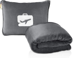 2-in-1 Portable & Convertible Soft Blanket & Pillow Bag with Backpack Clip for Travel, Outdoors & Home - Open Box / New Product