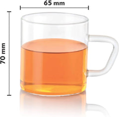 Borosil Vision Classic Glass Mug Set of 6 - 190 ml | with Handle Heat Resistant Microwave Oven Safe Tea Coffee Mugs