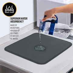 Multifunctional Super Absorbent Kitchen Drain Pad with Dish Drying Rack for Pots, Pans, Dishes, Glassware & Cutlery - 60 x 45 cm