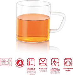 Borosil Vision Classic Glass Mug Set of 6 - 190 ml | with Handle Heat Resistant Microwave Oven Safe Tea Coffee Mugs