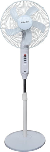 3-in-1 Rechargeable Solar Standing Fan – 16 Inch | Adjustable Height, LED Light, Speed Control & USB Charging Port