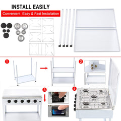 BOKO 5 Burner Portable Indoor & Outdoor Gas Stove with Iron Body, Wind Cover, and Independent 2.5KW Burner Control for Camping and Backyard Cooking