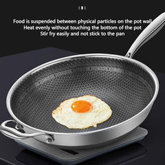 7-Layer Non-Stick Stainless Steel Cooking Pot with Induction Base, Honeycomb Texture & Anti-Oil Smoke Technology – 34CM Deep Stir Fry Cookware