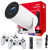 Smart WiFi 6 Gaming Projector with Operating RC Remote & Dual Wireless Controllers, 1080P HD Mini Projector with 4K Support, Media Play & AirPlay Support, Bluetooth 5.2, Auto Keystone, Android Portable Home Theater