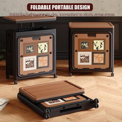 148L Foldable & Stackable Large Capacity PP Storage Box with Wheels for Bedroom, Living Room & Office Organization - 66 x 57 x 37 cm