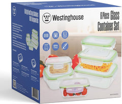 Westinghouse, 6-Piece Glass Food Storage Container Set - Airtight Lids - 320ml to 1520ml
