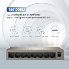 Tenda 8-Port Gigabit Desktop Switch - Metal