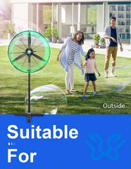 Premium High-Speed Pedestal Fan with 3 Aluminum Blades, Pure Copper Motor, Safety Protection & 3-Speed Control for Indoor & Outdoor Cooling