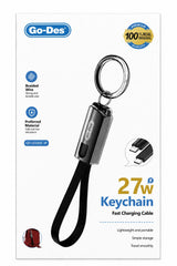 Go-Des GD-UC683-2 27W USB-C to Lightning Keychain Fast-Charging and 480Mbps Data Cable with Braided Wire